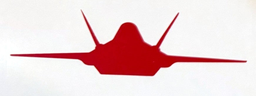 Red F-35 fighter jet vinyl decal, plain jet silhouette
