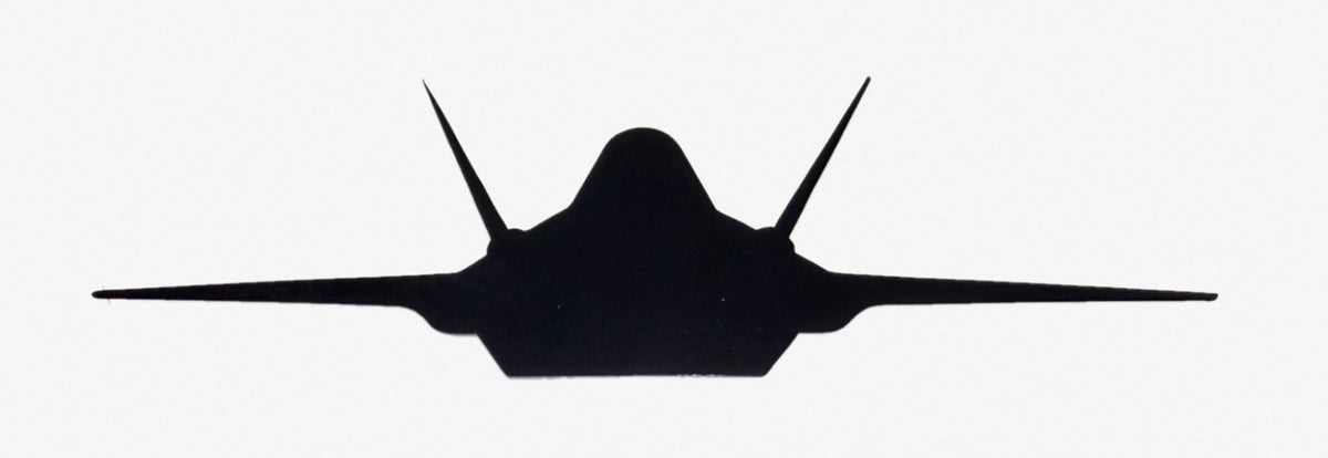 Black F-35 fighter jet vinyl decal, plain jet silhouette