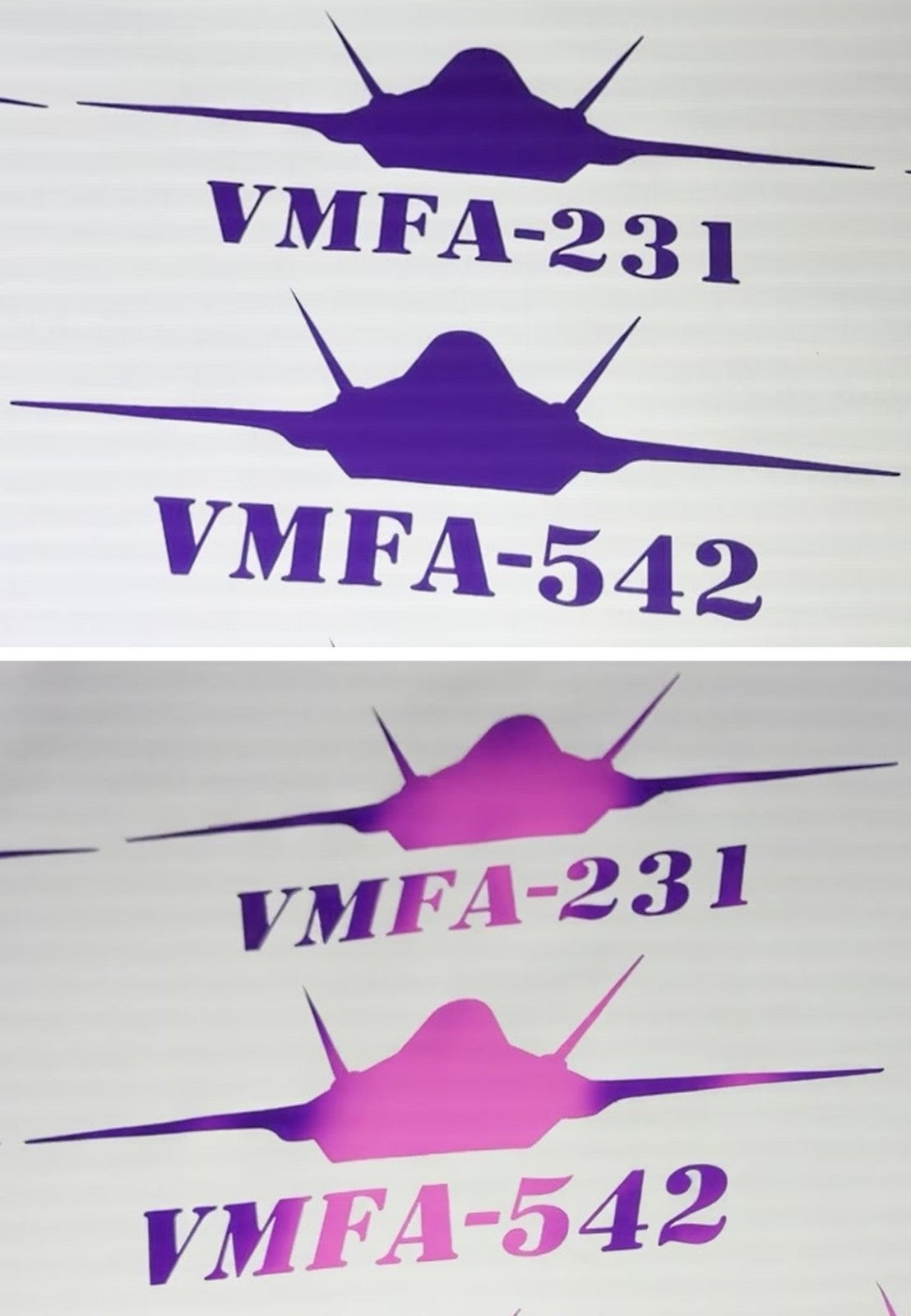 F-35 decal squadron editions in color-changing purple to pink vinyl