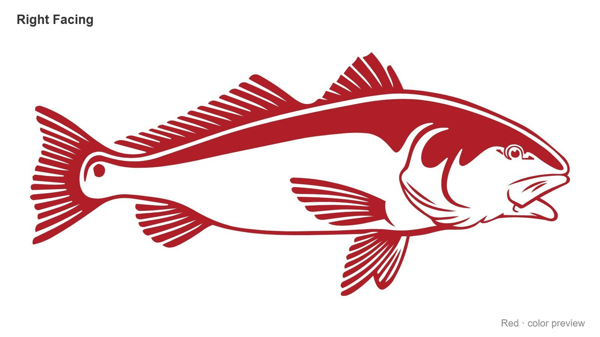 Red red drum redfish decal, right facing