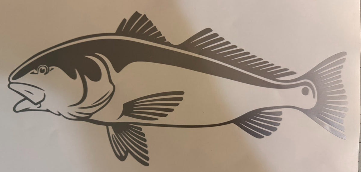 Red drum redfish cut vinyl decal, 9 inch, detailed fins and scales