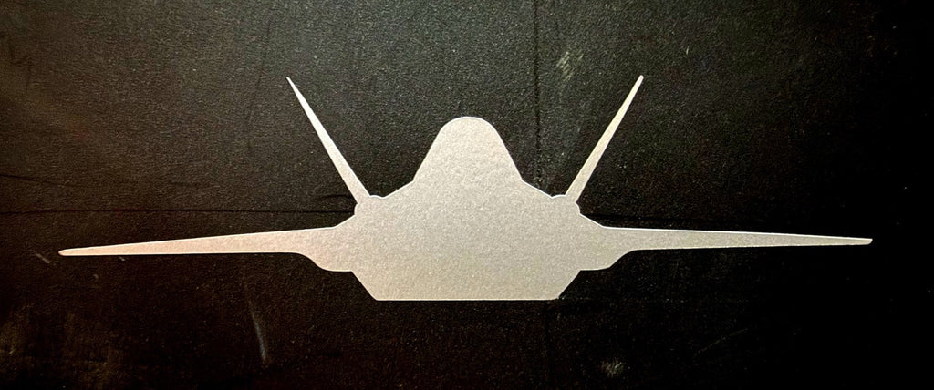 Silver F-35 fighter jet vinyl decal, plain jet silhouette