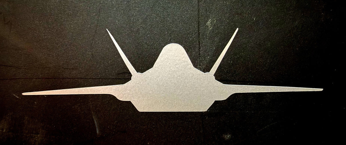 Silver F-35 fighter jet vinyl decal, plain jet silhouette