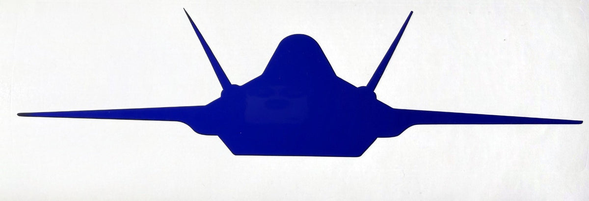 Blue F-35 fighter jet vinyl decal, plain jet silhouette