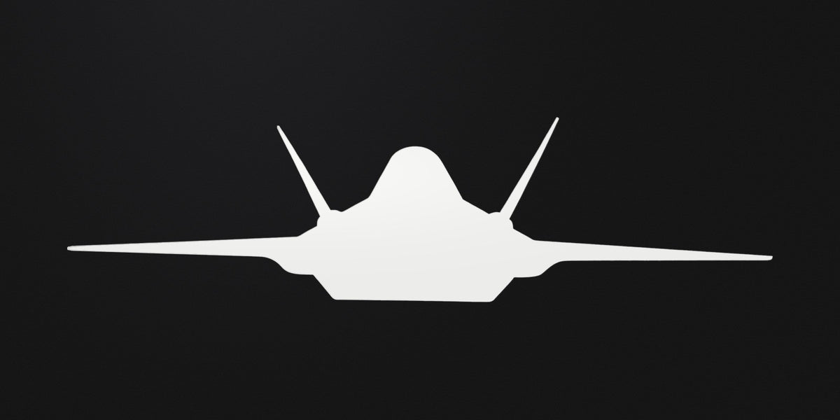 White F-35 fighter jet vinyl decal, plain jet silhouette